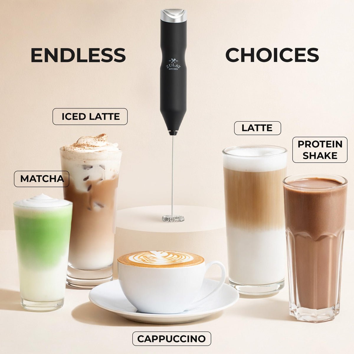 Handheld Milk Frother with AA Batteries C751