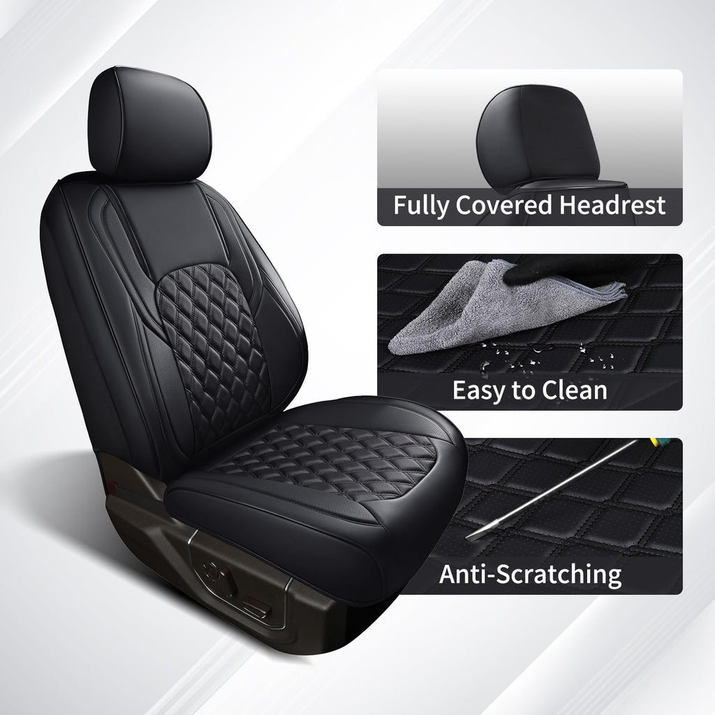 Leather Pickup Seat Cushion Cover Full Set Black N1307