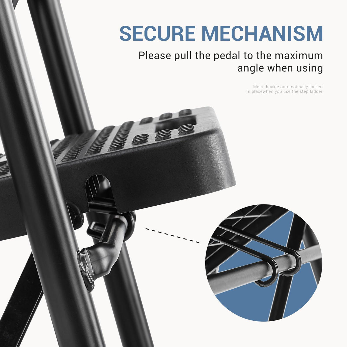 2 Step Stool with Anti-Slip Pedal & Handrail, 330lbs, Black Q982791