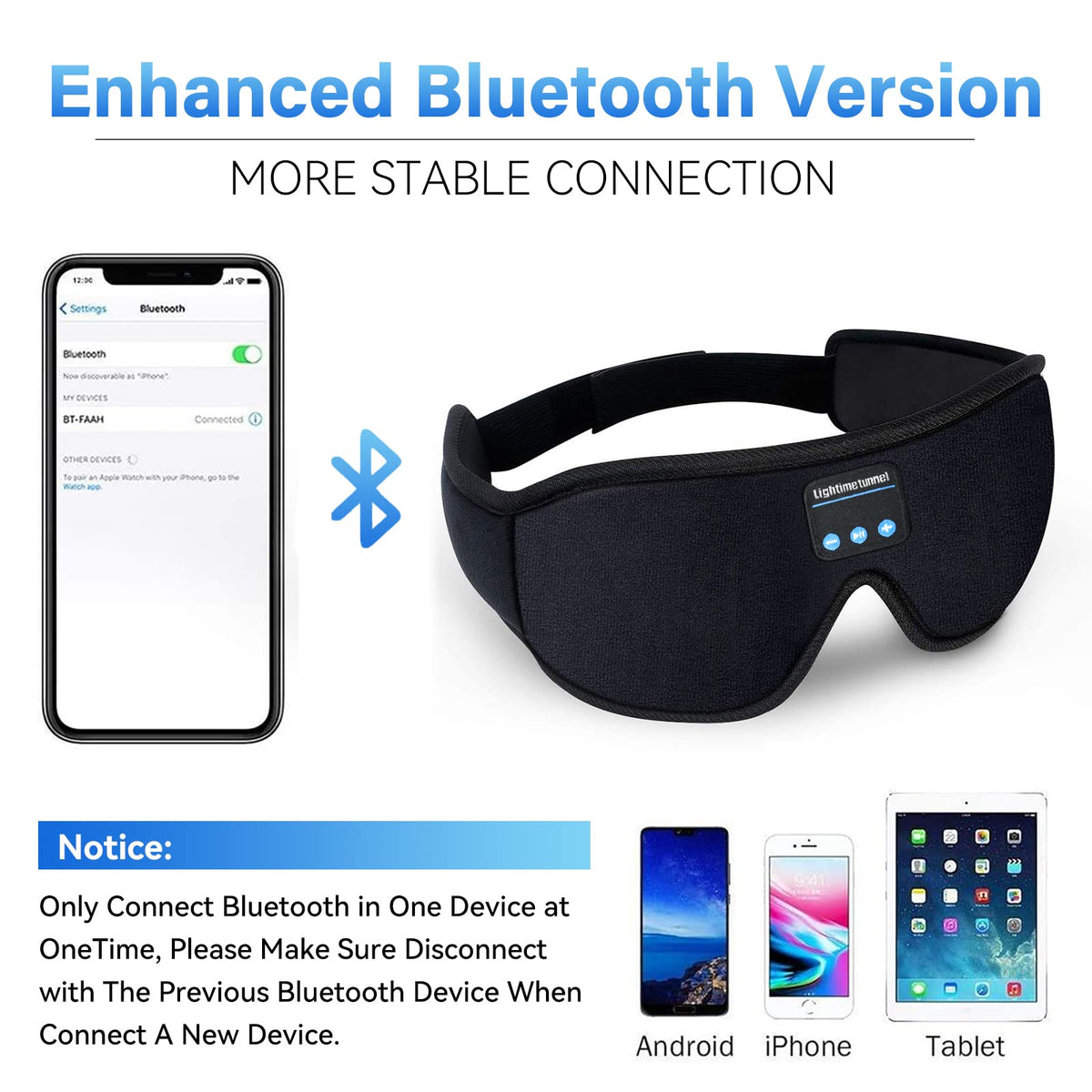 Bluetooth 5.0 Wireless 3D Eye Mask Sleep Headphones P83838