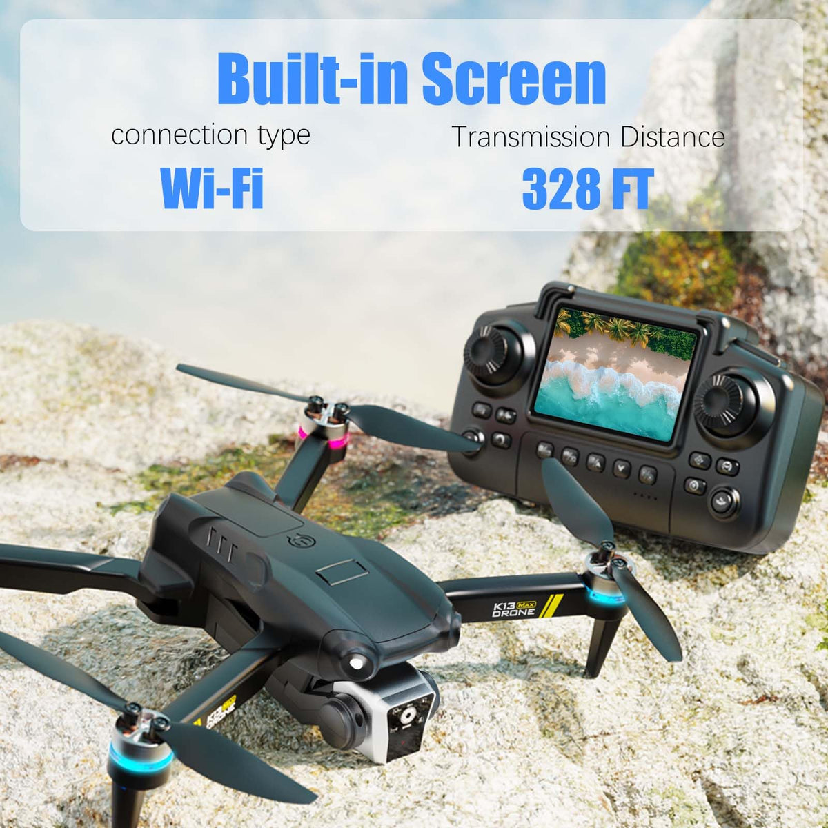 Brushless Drone with Camera, 2 Batteries Z47528