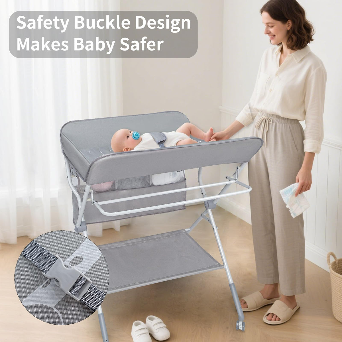 Portable Folding Baby Changing Table with Safety Belt Z128558