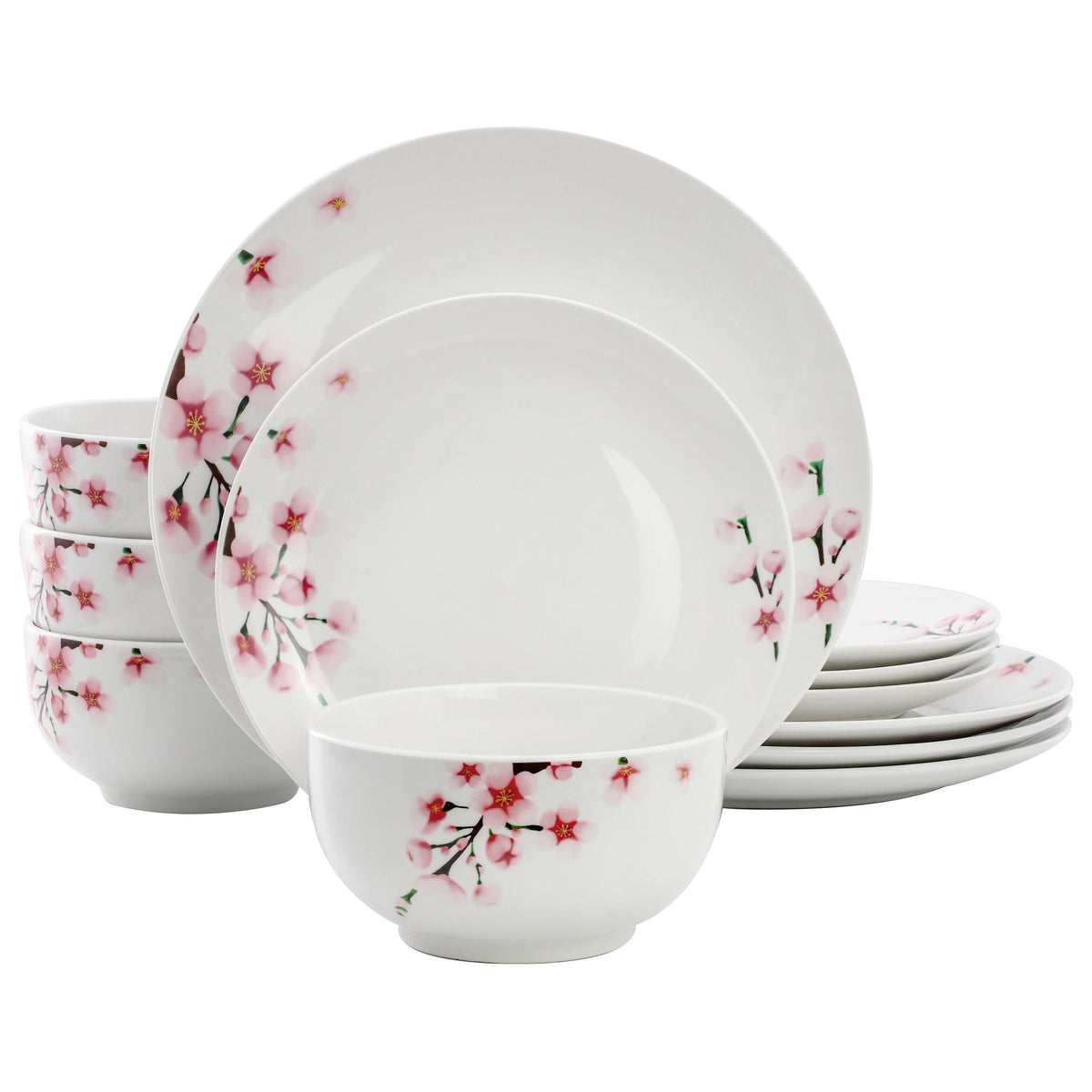 12 Piece Porcelain Dinnerware Set, Service for 4 M4479