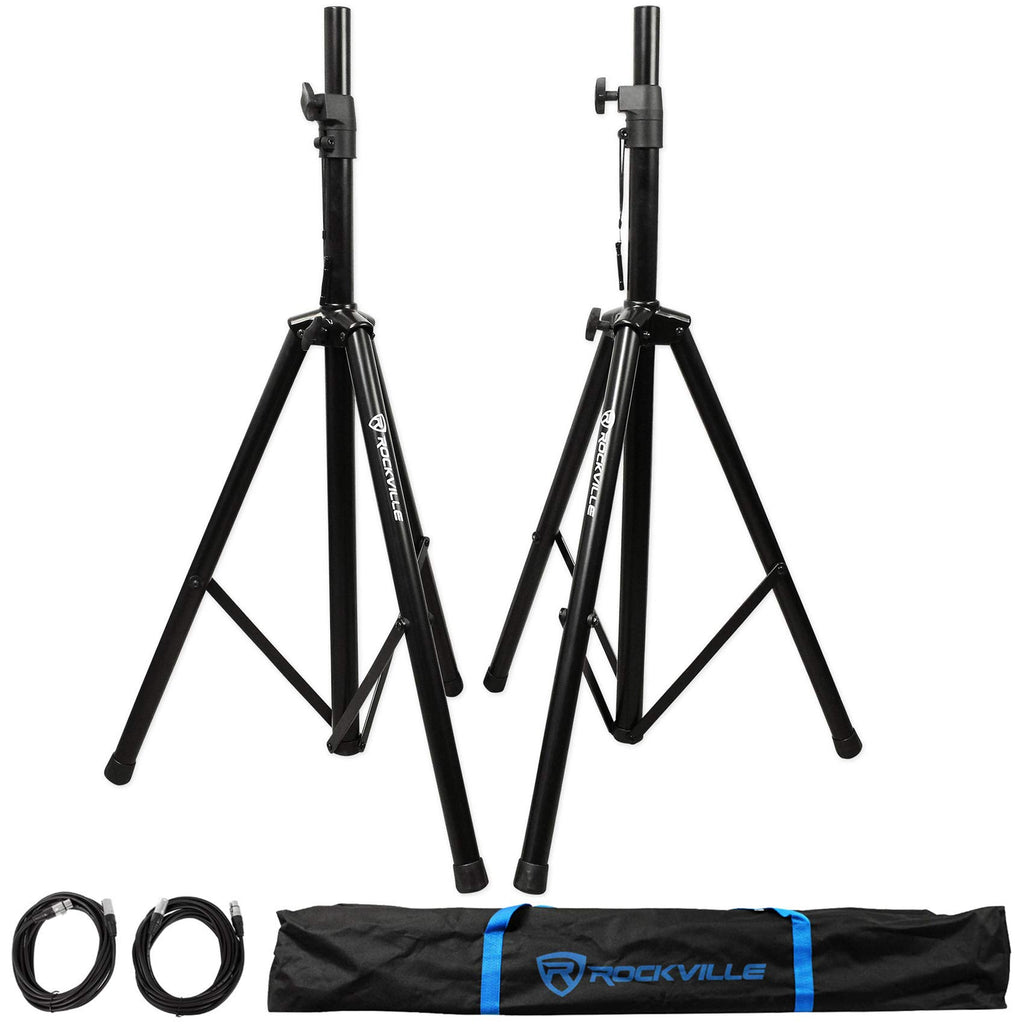2000-Watt 8 in Powered PA Speakers with Tripod Stand Kit and XLR Cables N4934