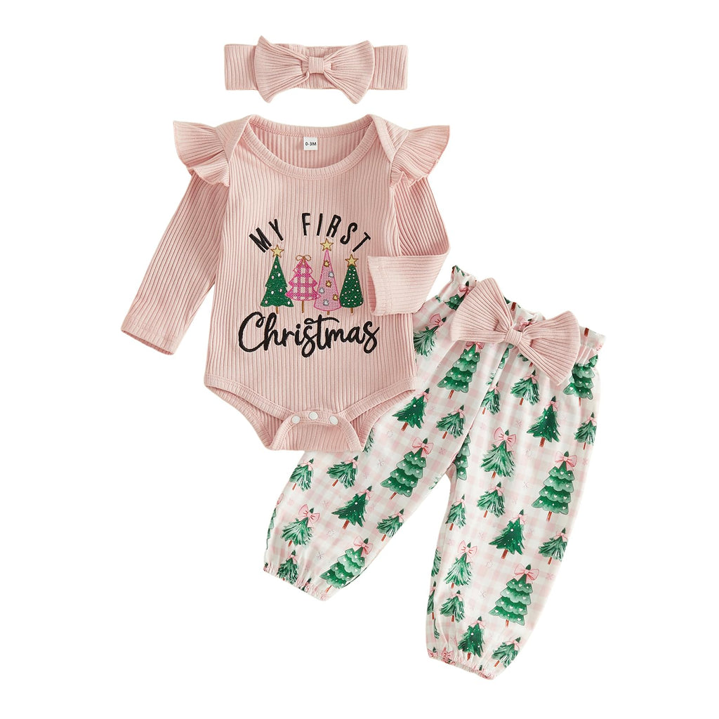 Newborn Baby Girl Christmas Outfit Romper Pants Set N302