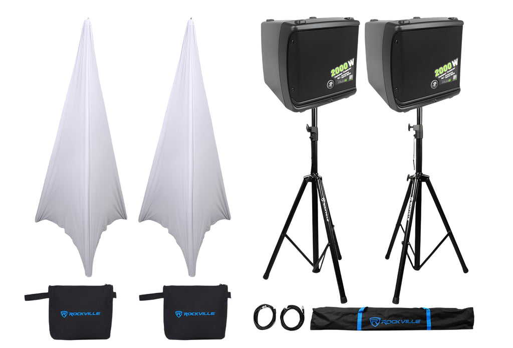 2000-Watt 8 in Powered PA Speakers with Tripod Stand Kit and XLR Cables N4934