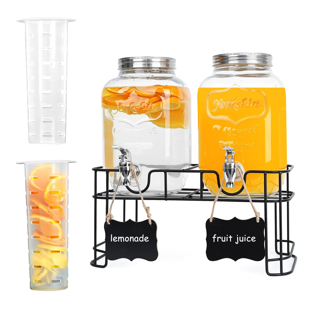 2 Pack 1 Gallon Glass Drink Dispensers F123