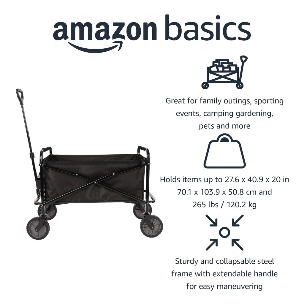 Collapsible Heavy Duty Utility Wagon 265 Pounds Capacity Black B534358