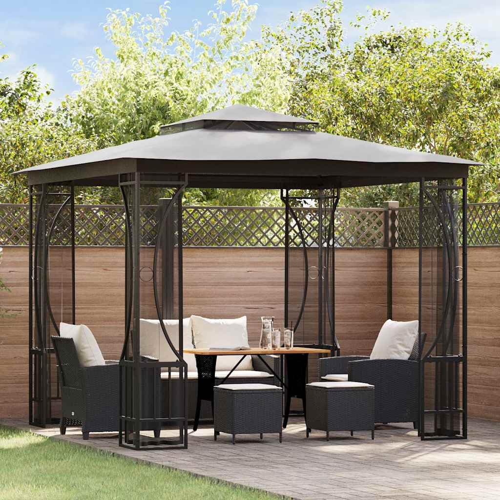 Anthracite Steel Frame 9.8'x9.8'x8.7' UV-Protective Polyester Gazebo O16522