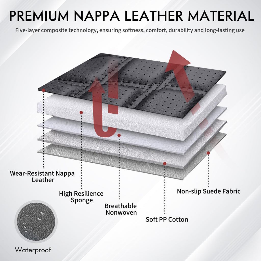Leather Pickup Seat Cushion Cover Full Set Black N1307