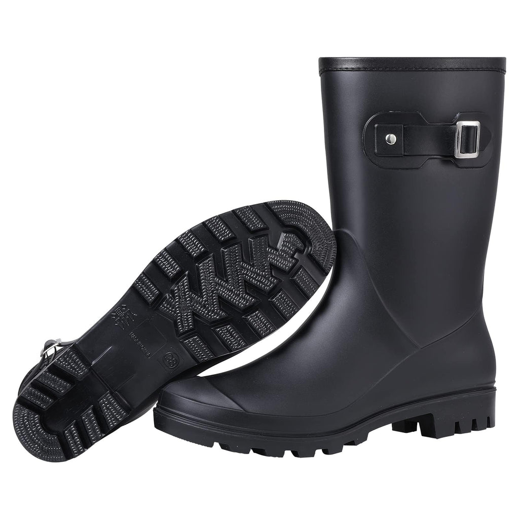 Mid Calf Waterproof Rain Boots with Buckle N287159