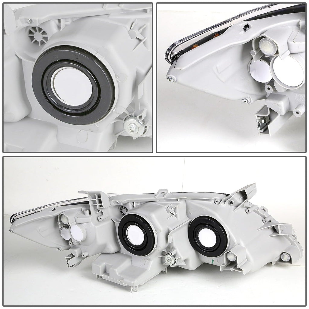 Projector Headlights Assembly Compatible With 2007-2009 Toyota Camry Sedan Driver Passenger Side Halogen Black Housing Clear Lens L364