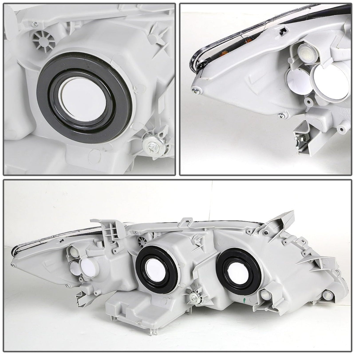 Projector Headlights Assembly Compatible With 2007-2009 Toyota Camry Sedan Driver Passenger Side Halogen Black Housing Clear Lens L364
