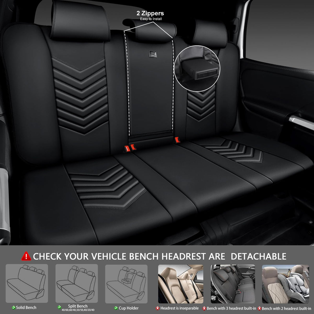 3D Foam Faux Leather Seat Covers Full Set B5575