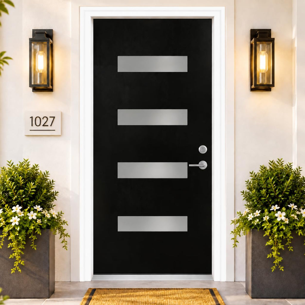 Fiberglass Entry Door 4-Lite Glass Left-Hand Inswing L57654