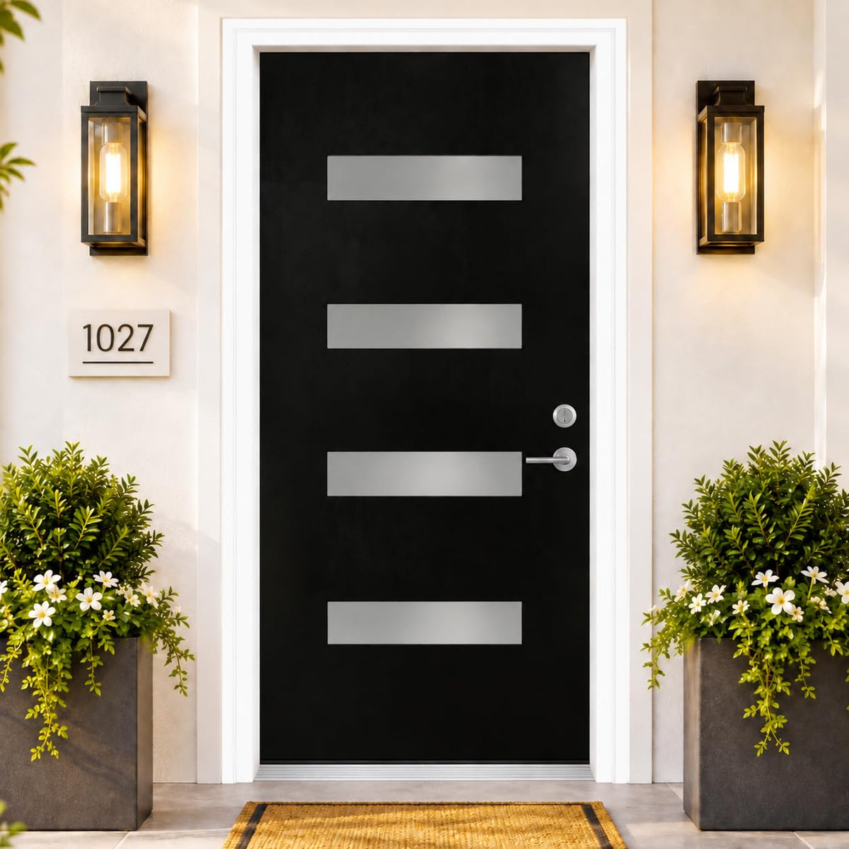 Fiberglass Entry Door 4-Lite Glass Left-Hand Inswing L57654