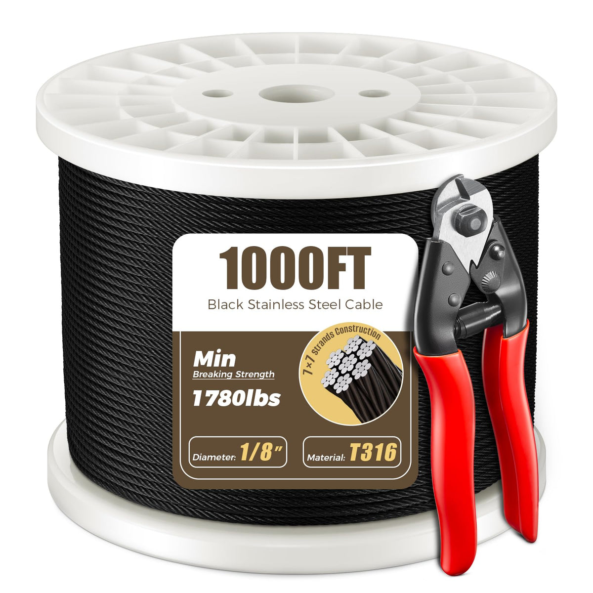 1/8" Black Stainless Steel Cable J721284