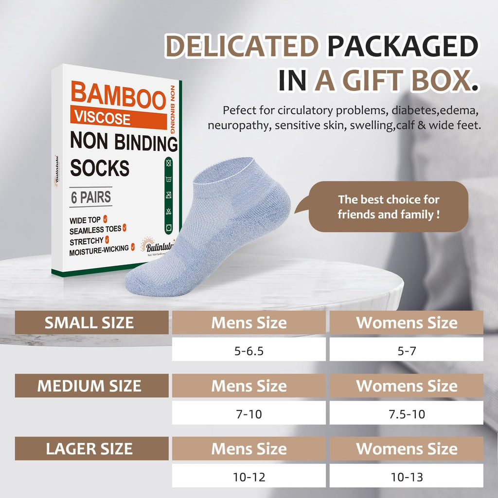 6 Pairs Low Cut Non Binding Bamboo Seamless Socks D488