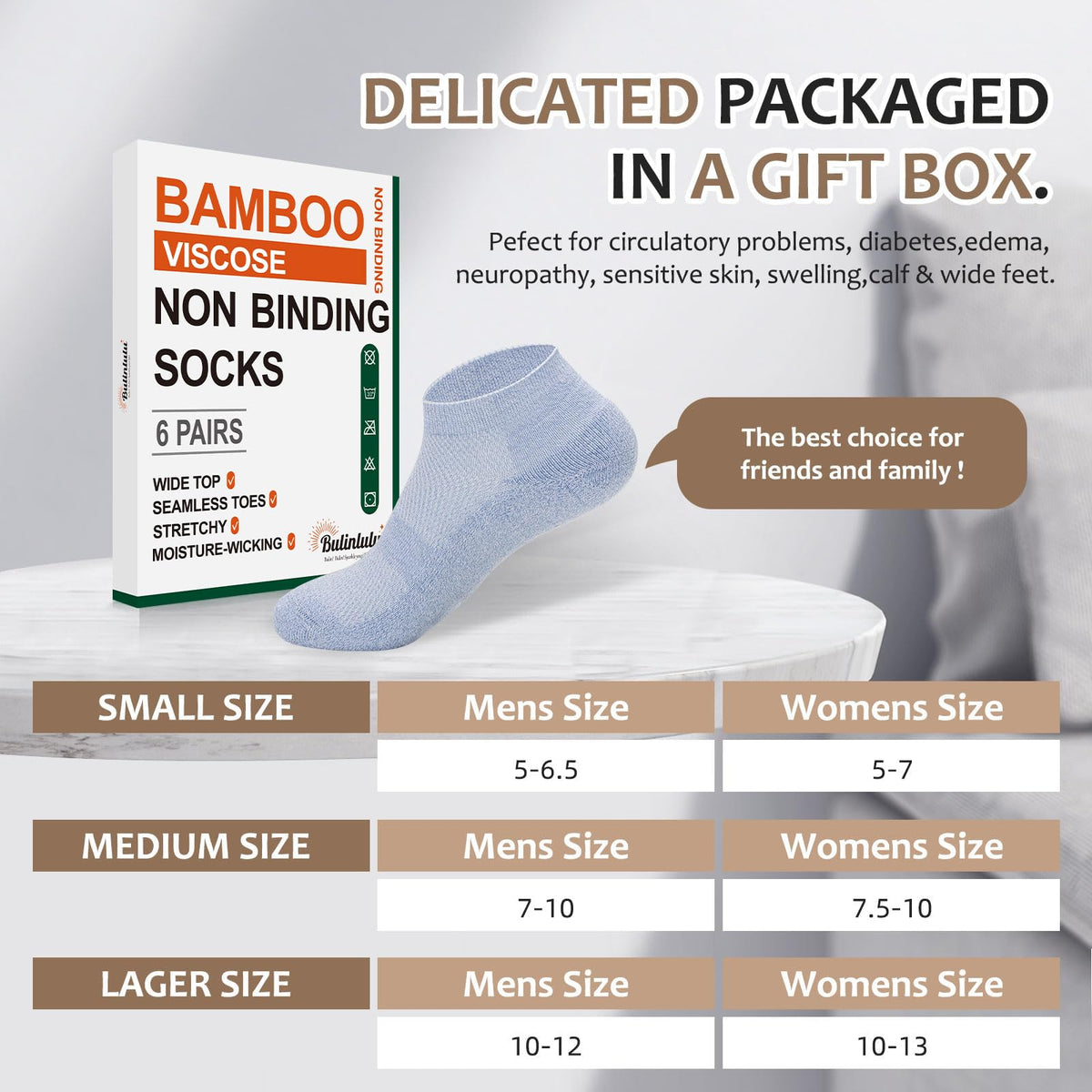 6 Pairs Low Cut Non Binding Bamboo Seamless Socks D488