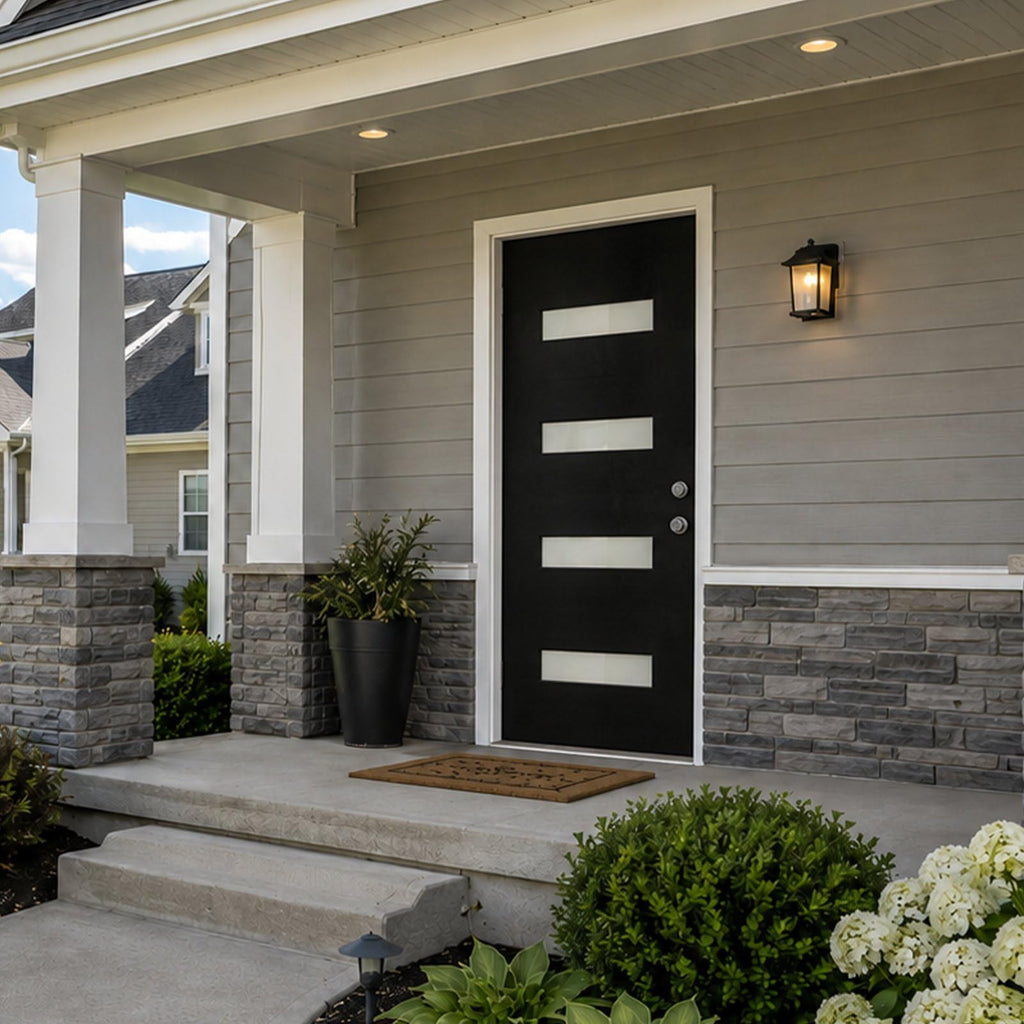 Fiberglass Entry Door 4-Lite Glass Left-Hand Inswing L57654