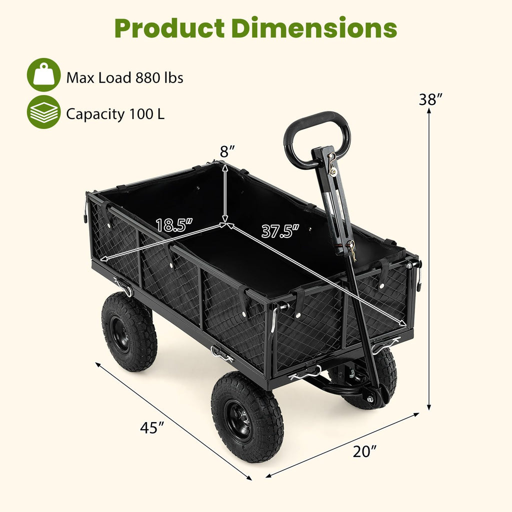 Heavy Duty Metal Garden Cart with Removable Liner P50053