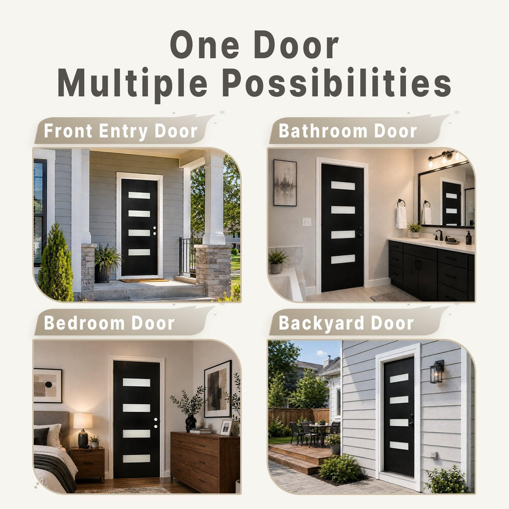 Fiberglass Entry Door 4-Lite Glass Left-Hand Inswing L57654