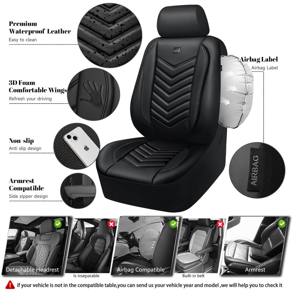 3D Foam Faux Leather Seat Covers Full Set B5575