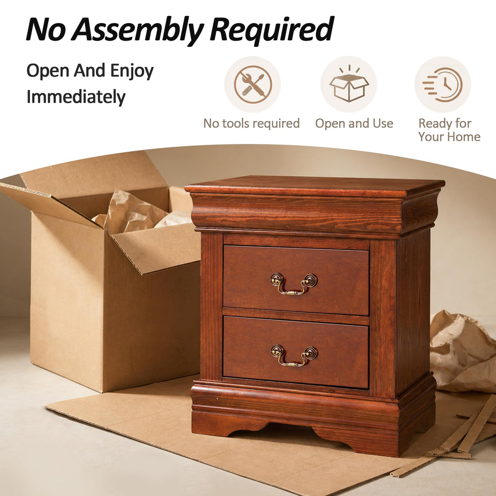 Cherry Wood Nightstands Set of 2 with Drawers S8813