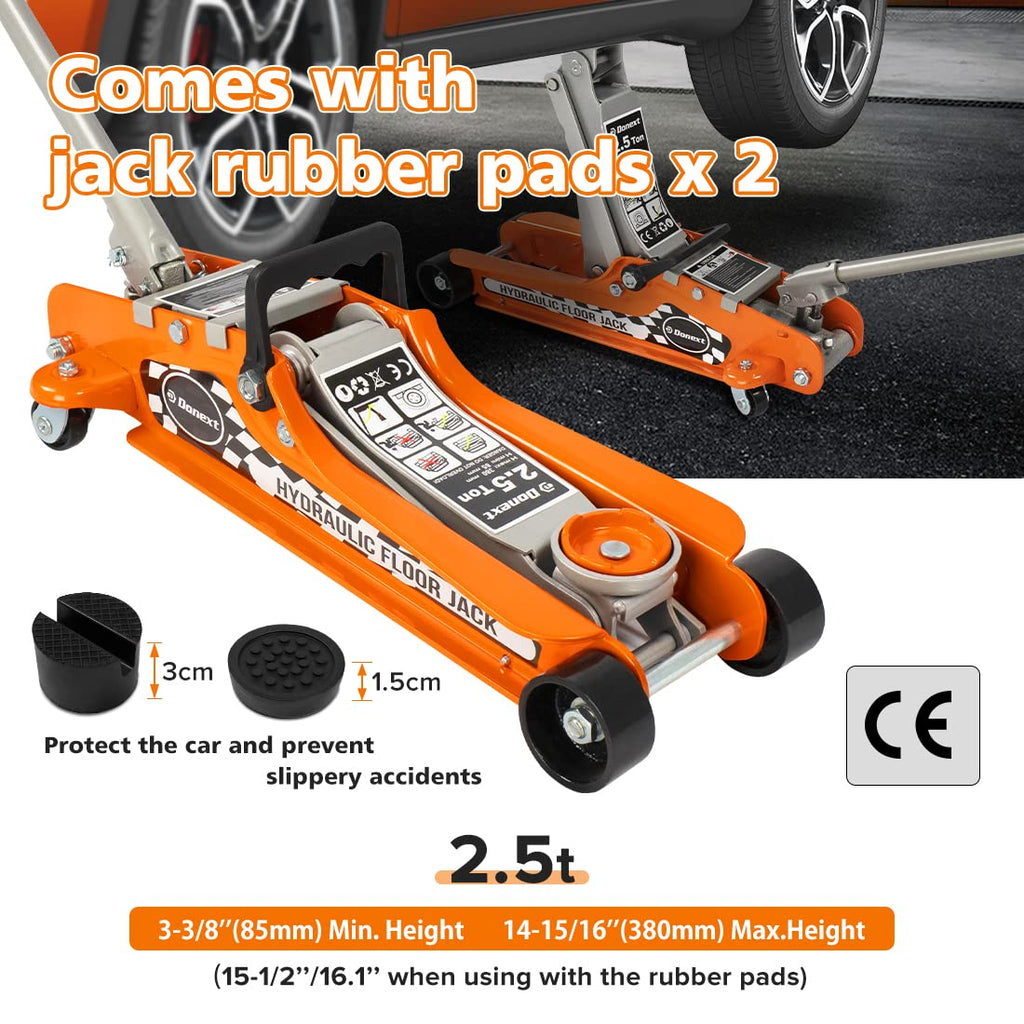 2.5 Ton Steel Floor Jack and 3 Ton Black Jack Stands R676572