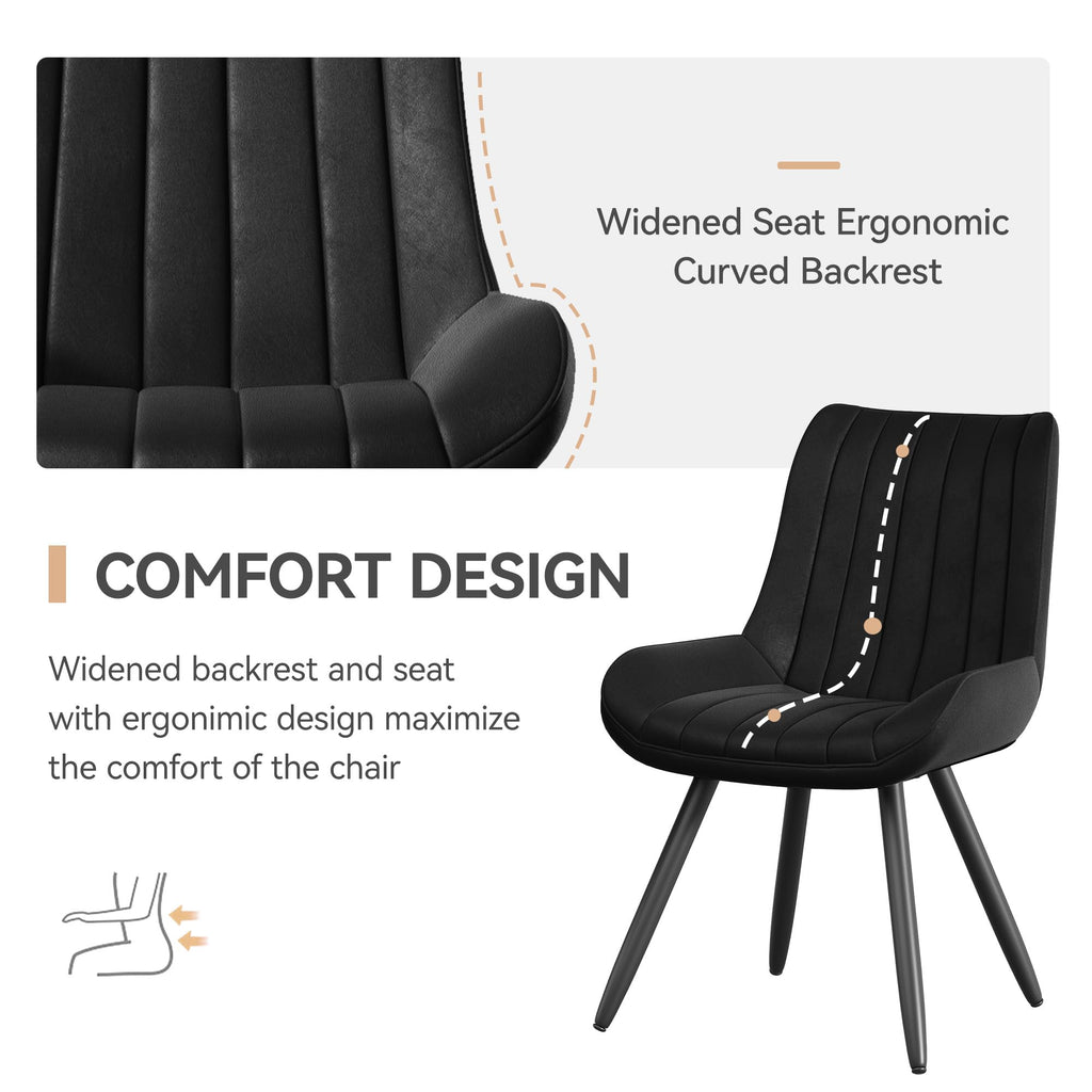 Black Faux Leather Upholstered Dining Chairs Set of 6 V954