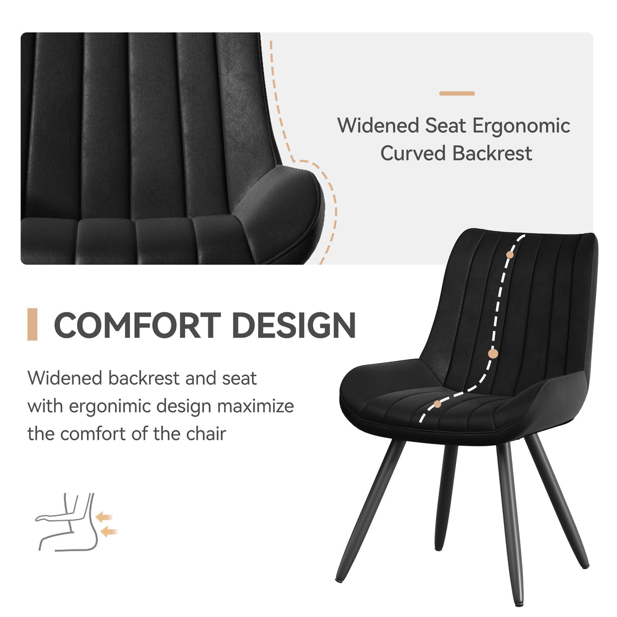 Black Faux Leather Upholstered Dining Chairs Set of 6 V954