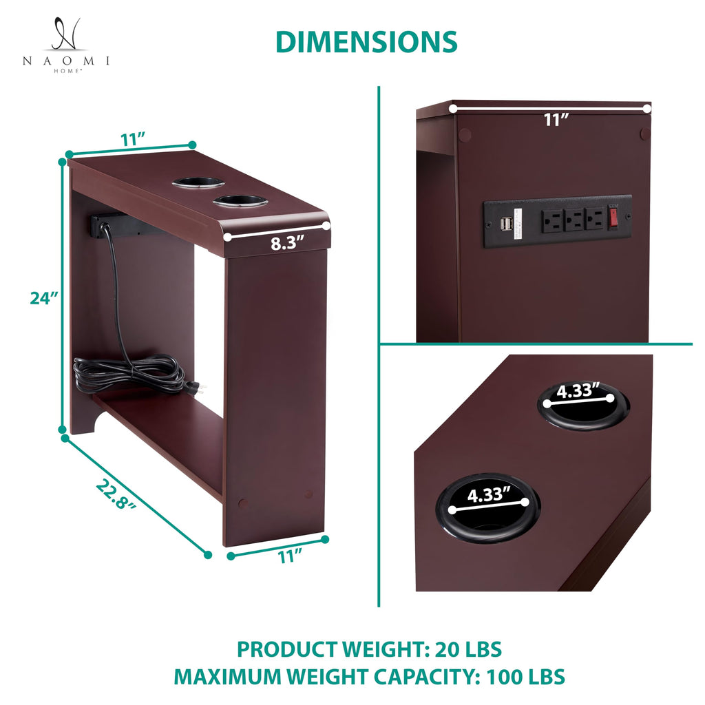 Cherry Nightstand with Charging Station O452136
