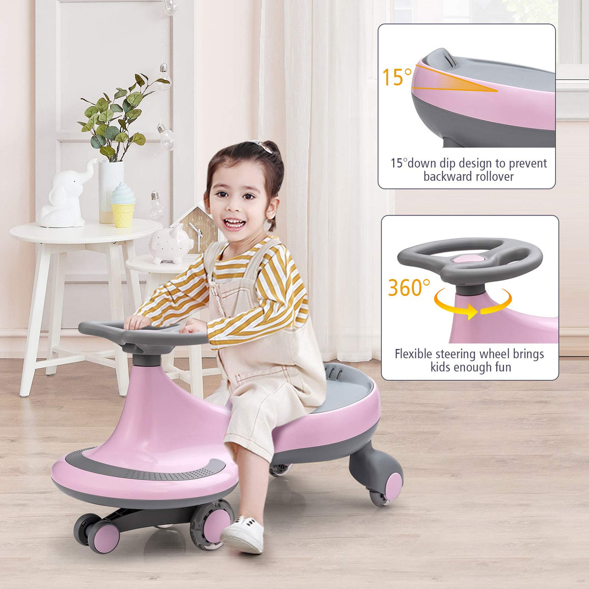 Pink Wiggle Car with LED Flashing Wheels K97720