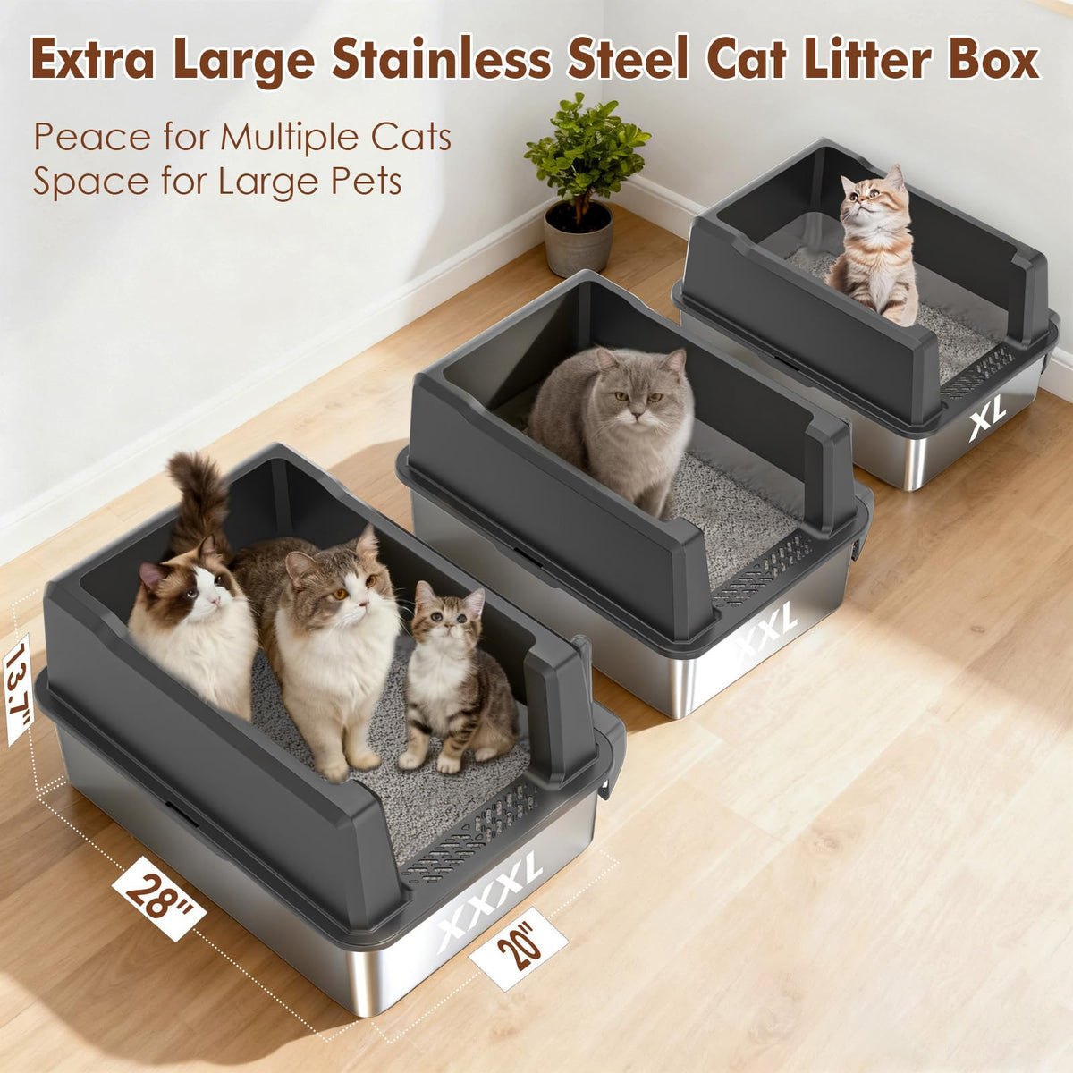 Extra Large Stainless Steel Litter Box S491936