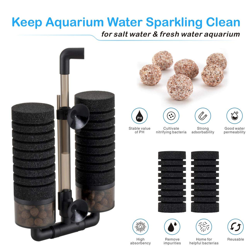 Aquarium Double Sponge Filter with Bio Ceramic Media Balls S47229