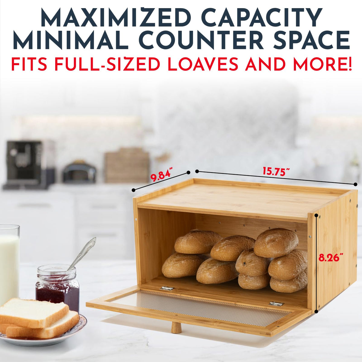 Bamboo Bread Box with Acrylic Window W5139