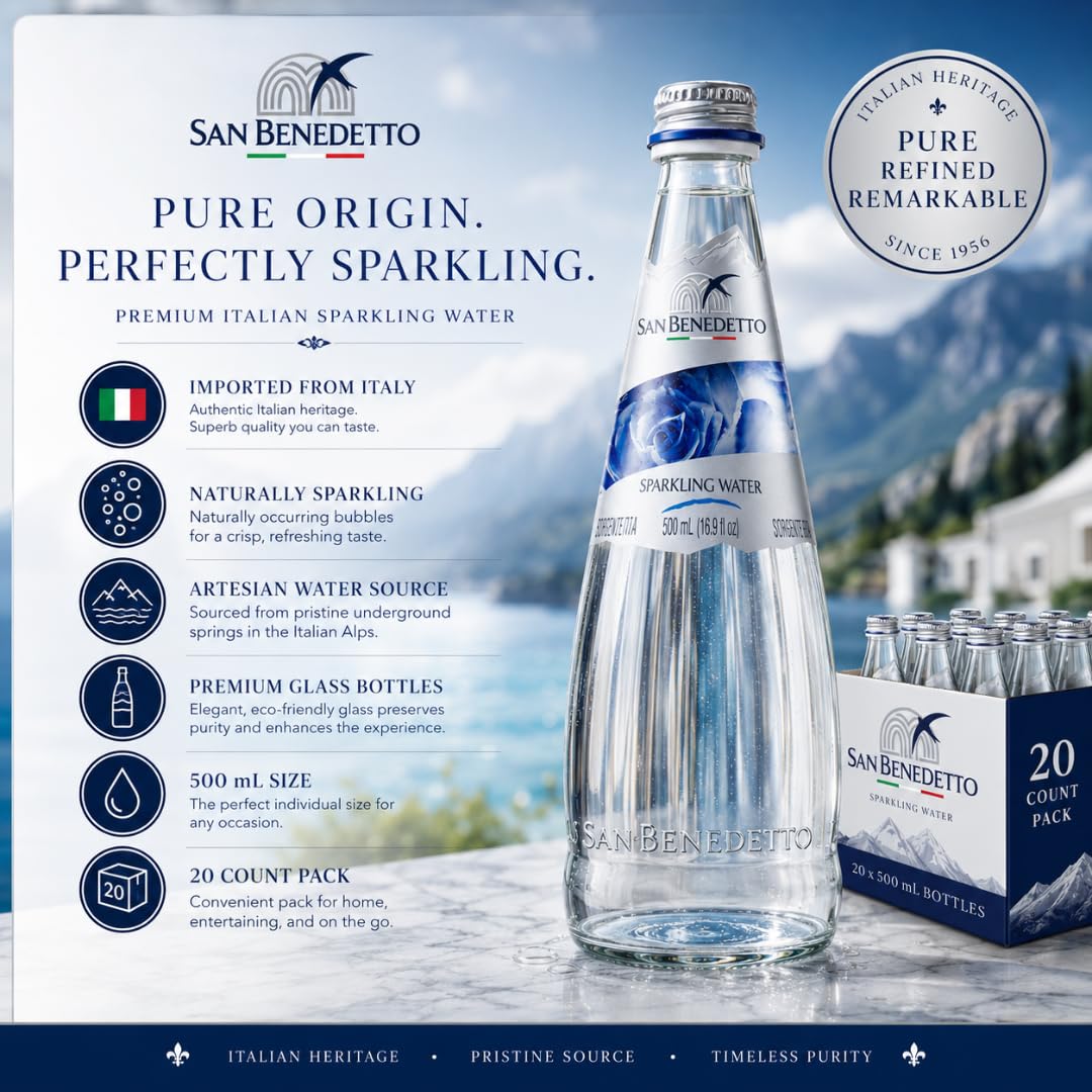 Sparkling Mineral Water 500 mL 20 Pack Glass Bottles O685390