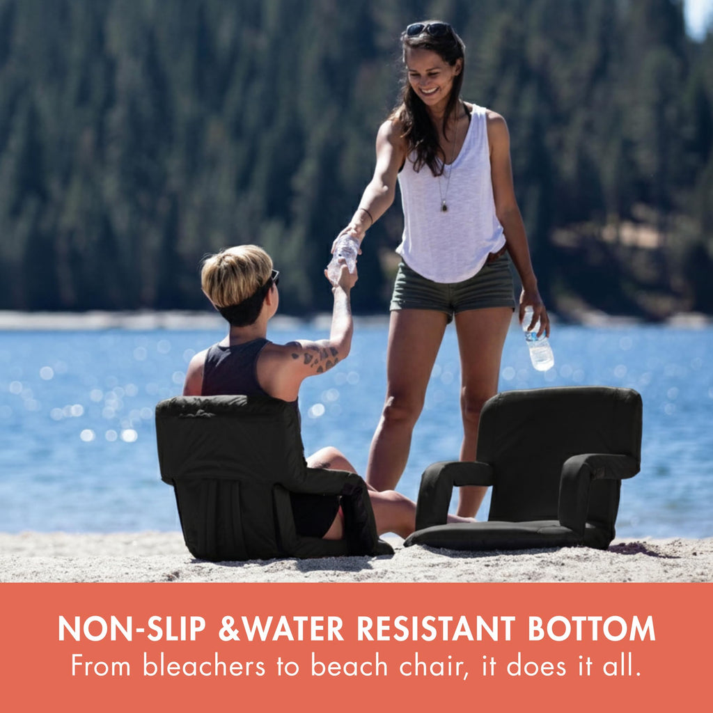 Portable Reclining Folding Stadium Seat with Back Support, Black C252