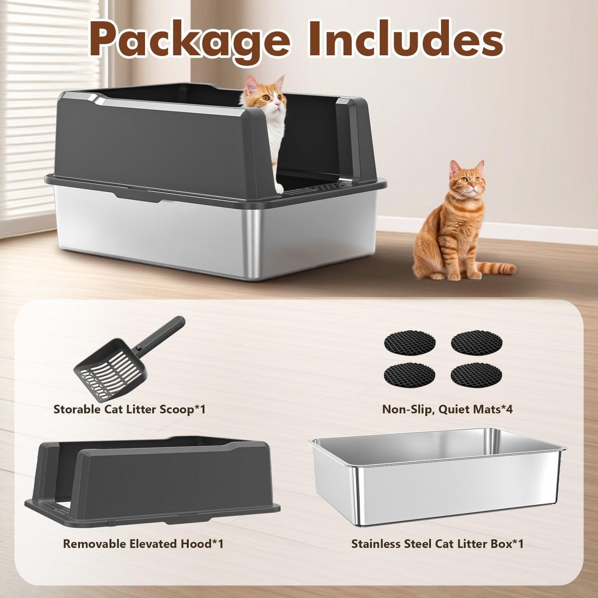 Extra Large Stainless Steel Litter Box S491936
