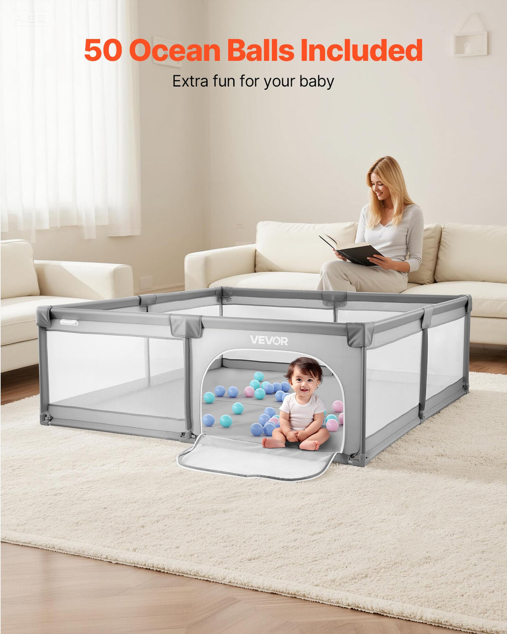 78.7″ x 58.7″ Baby Playpen with 50 Ocean Balls W219