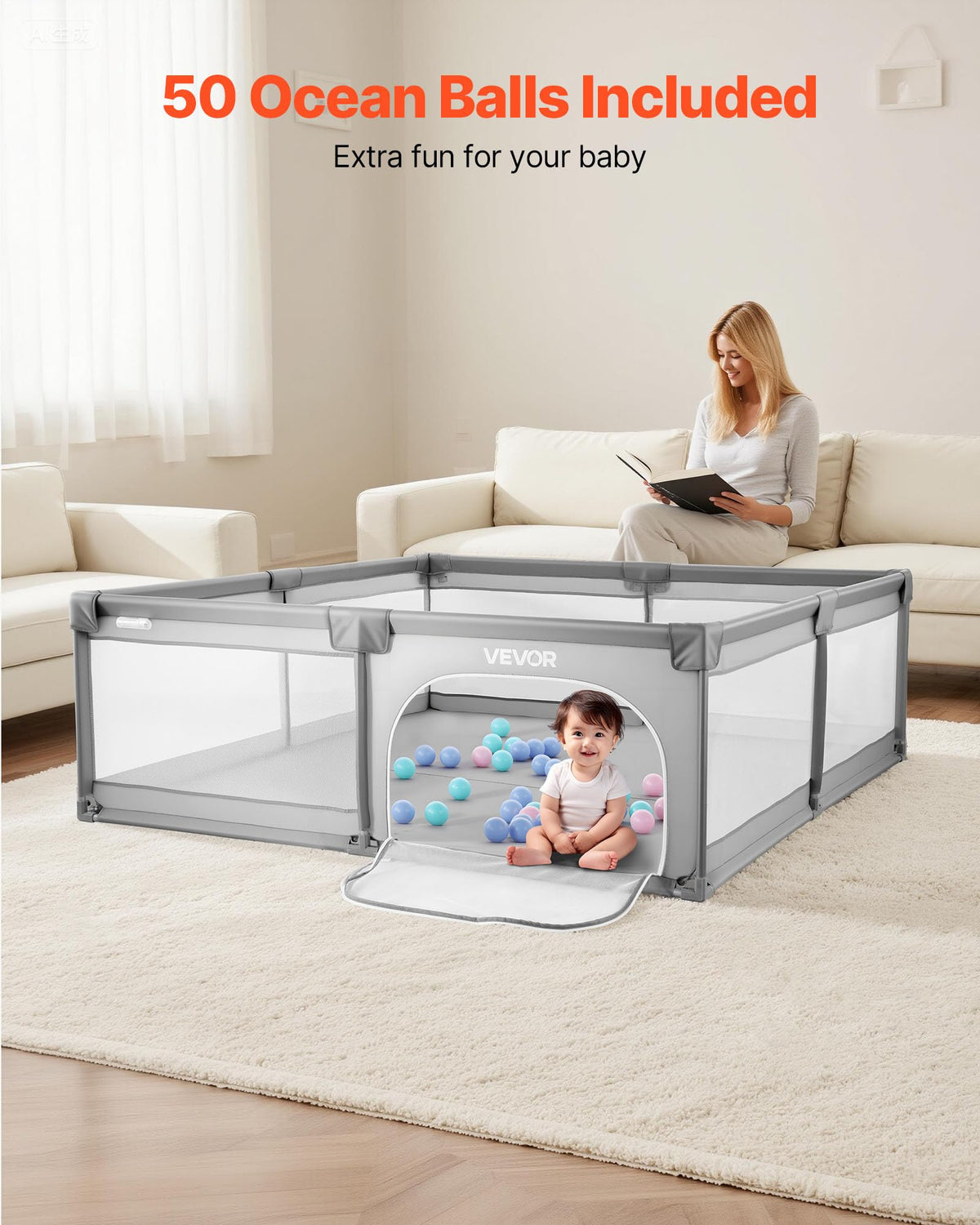78.7″ x 58.7″ Baby Playpen with 50 Ocean Balls W219
