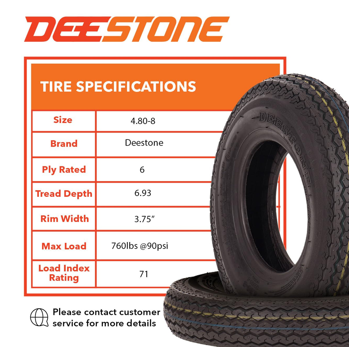 4.80-8 2 Tires 6 Ply Trailer S372565