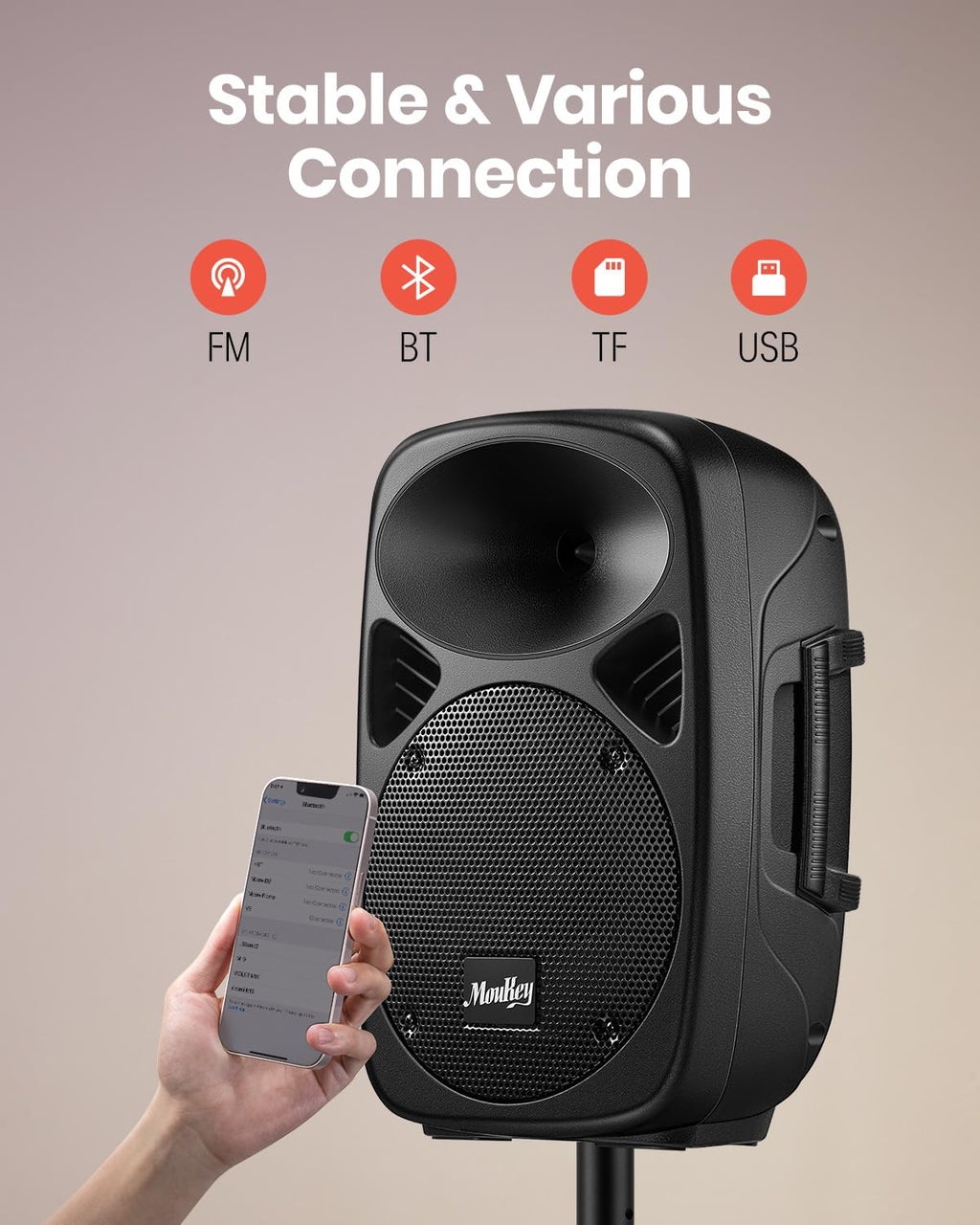 8 Inch Rechargeable PA Speakers with Tripod Stands V60657