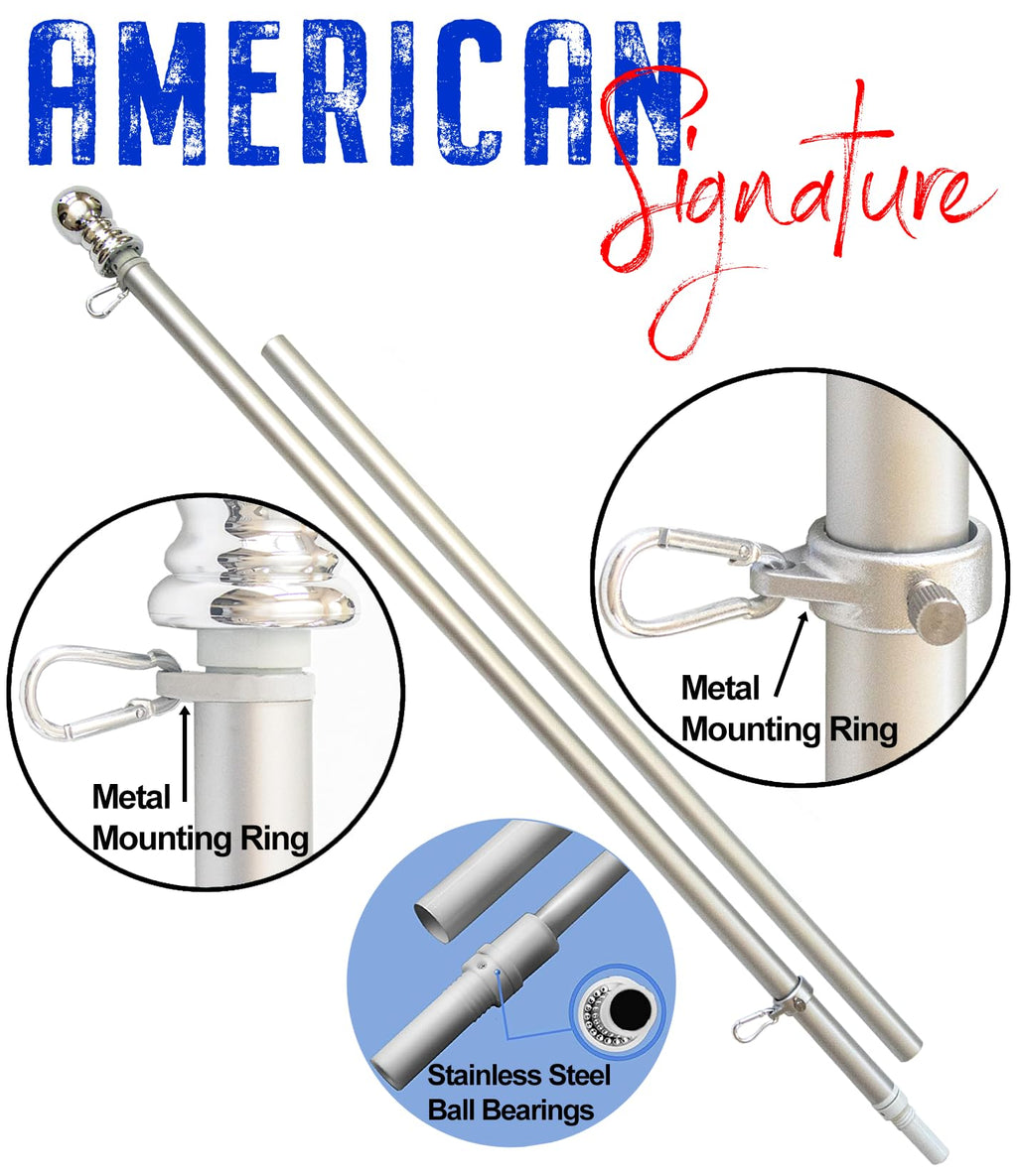 3x5 ft US Flag and 6 ft Aluminum Flag Pole Kit with Holder B8147