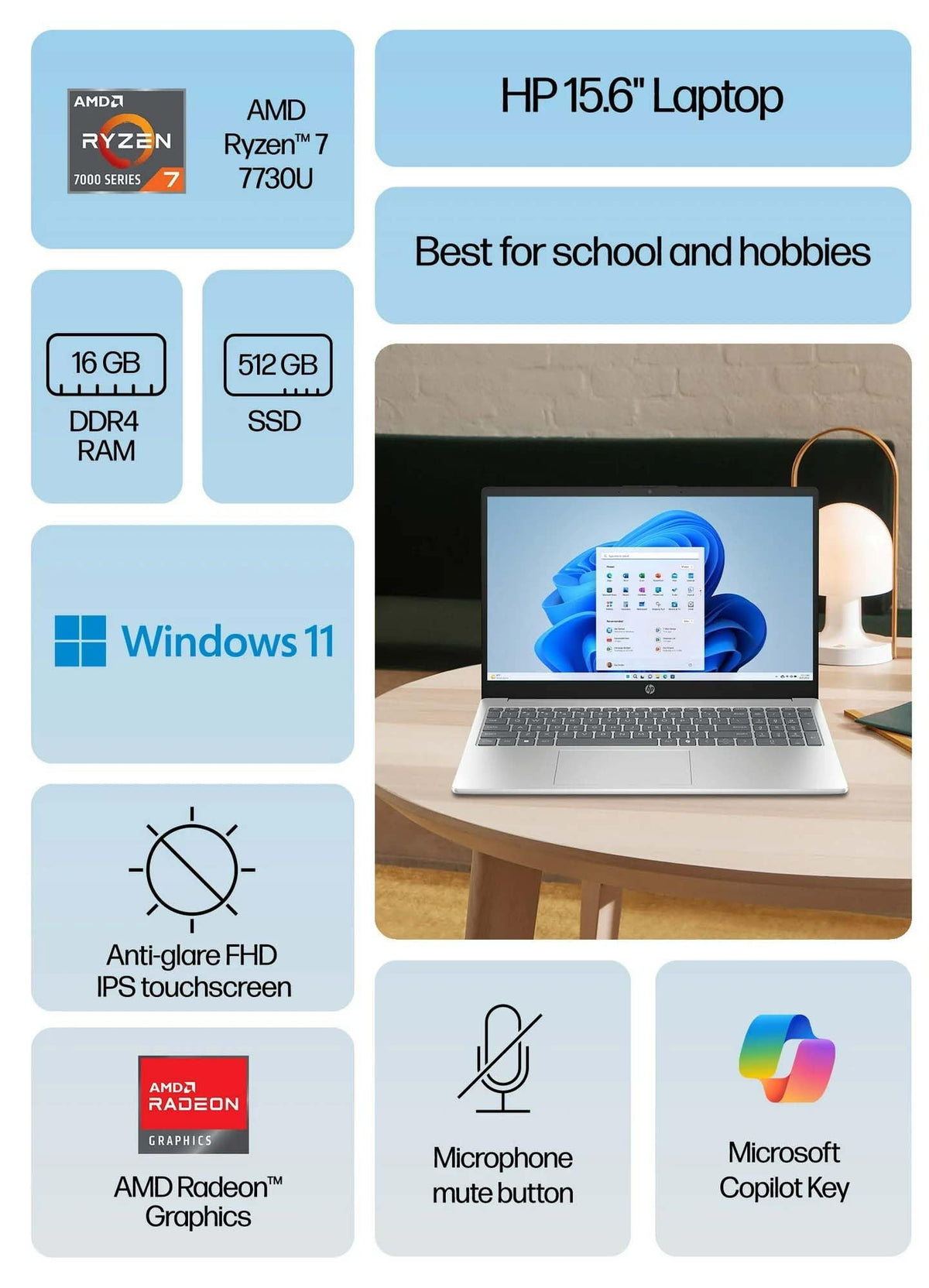 15.6in Touch Laptop Ryzen 7 16GB 512GB SSD D45168