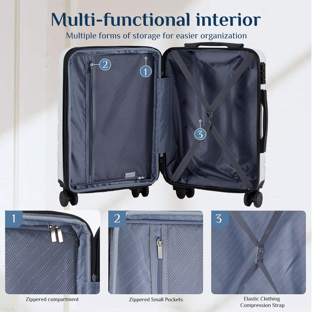 20 Inch Carry On Luggage with Spinner Wheels Y77935