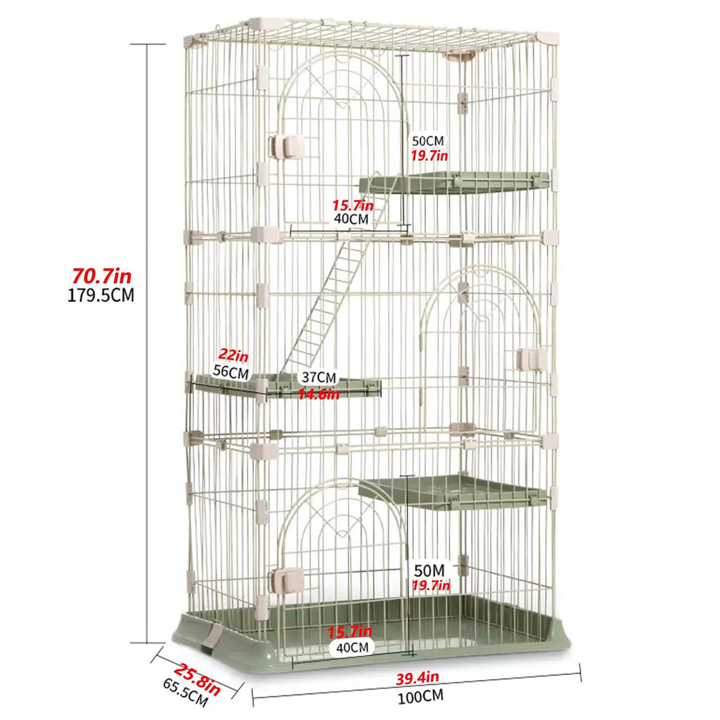 3/4-Tier Wire Cat Cage Playpen Kennel with Hammock W460