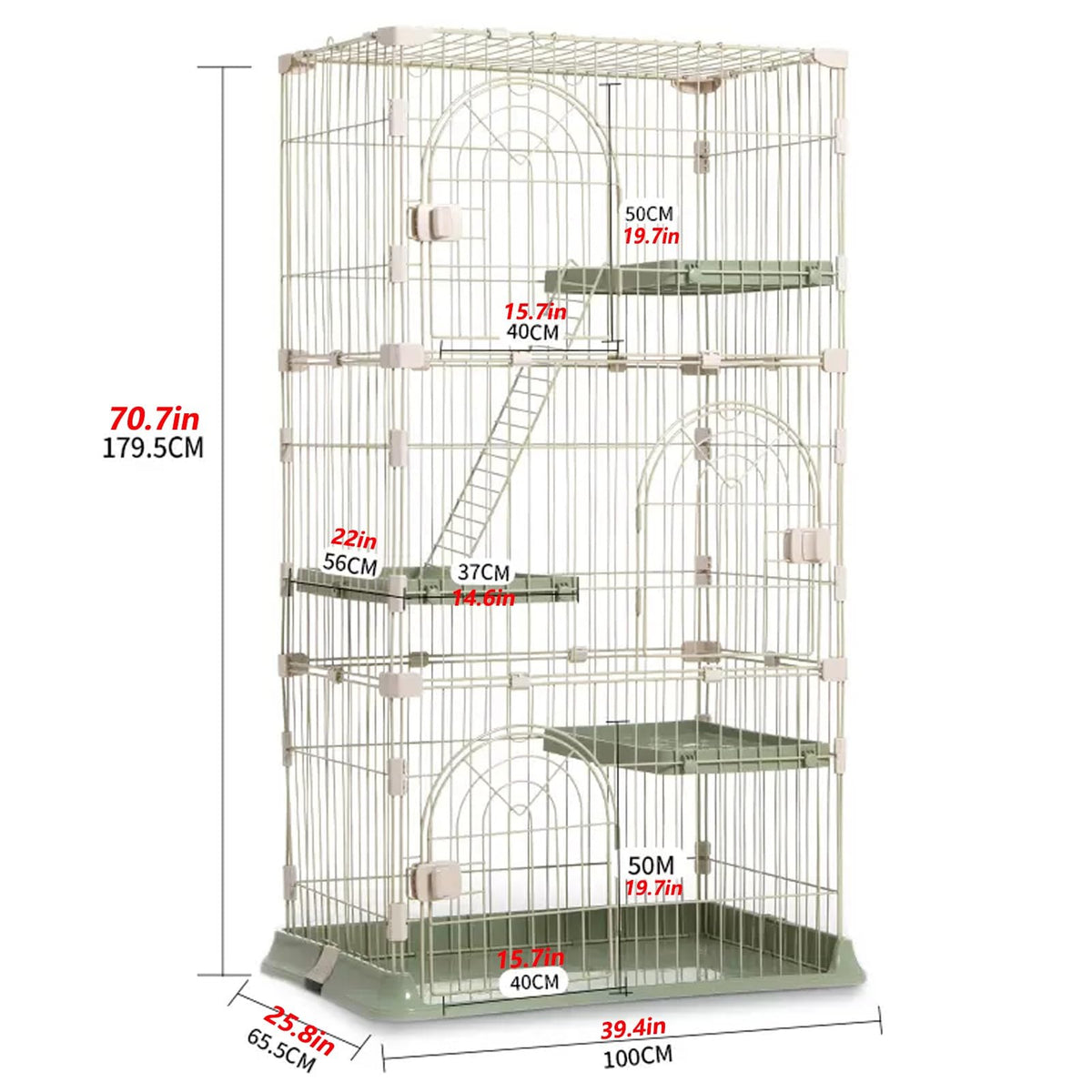 3/4-Tier Wire Cat Cage Playpen Kennel with Hammock W460