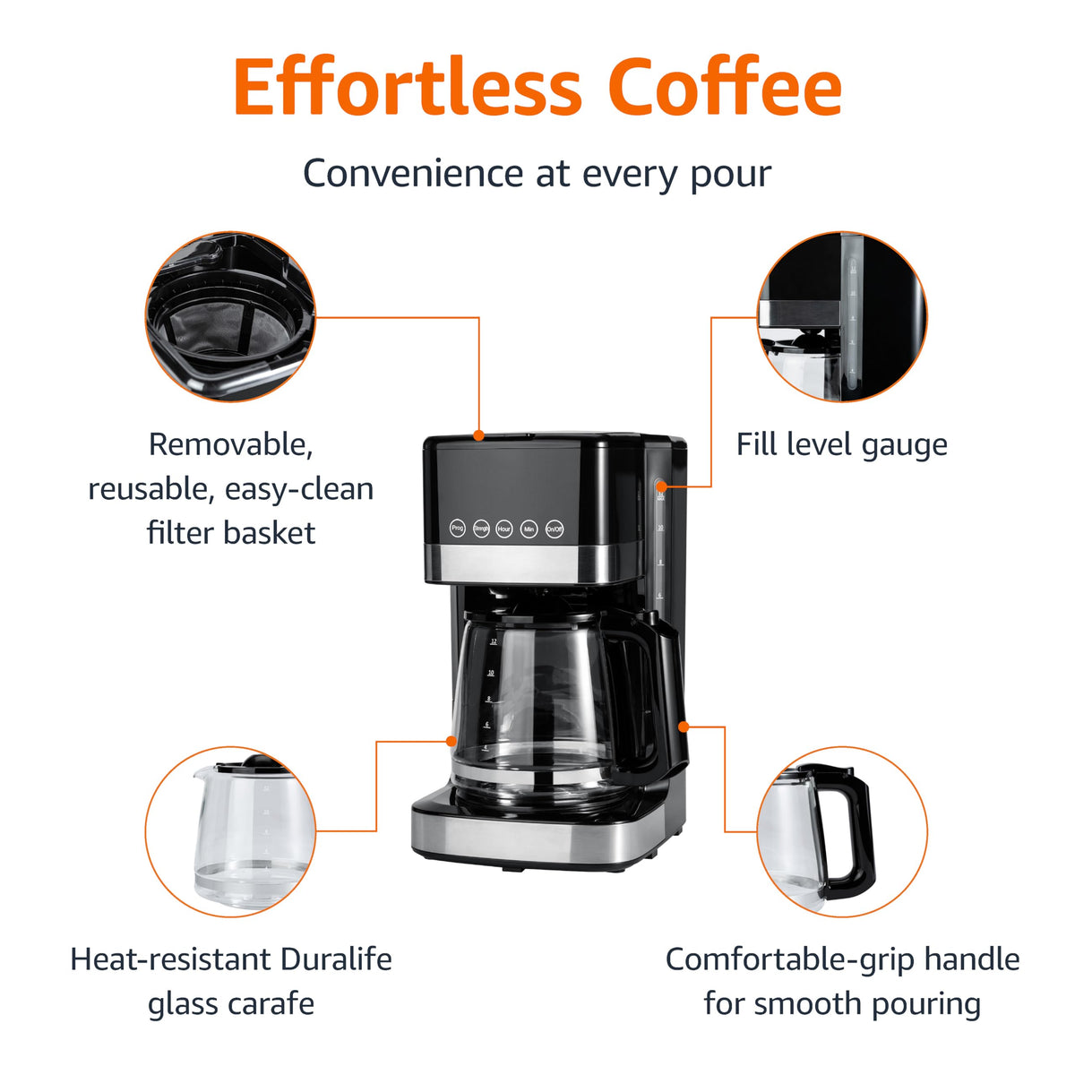 12 Cup Programmable Drip Coffee Maker with Glass Pot R860183