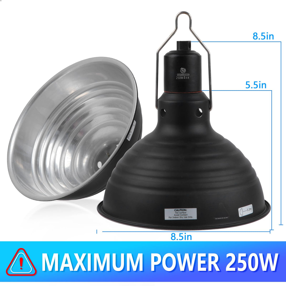 8.5 Inch Reptile Heat Lamp Fixture E26 Base E541166